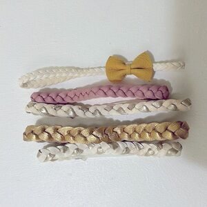Babies hair accessories. Bundle of 5. Colors pink, white, silver and gold.